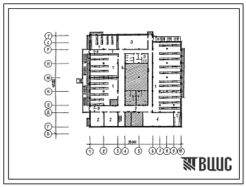 Типовой проект П-4-900(224-1-704с.1.13 91)(224-1-704с.2 13 91) Помещения общественного назначения в подвале общеобразовательной школы на 22 класса (864 учащихся), (убежище на 900 человек, размеры убежища 42м на 39м, режимы вентиляции 1).