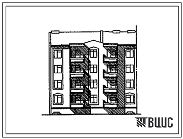 Типовой проект 175-030с.13.90 Блок-секция 4-этажная 12-квартирная 2.2.2 рядовая с торцовыми окончаниями (для Киргизской ССР)