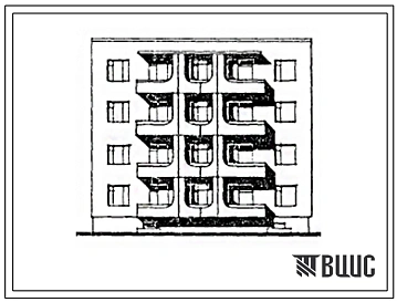 Типовой проект 175-010с.85 Блок-секция 4-этажная 8-квартирная рядовая с торцевыми окончаниями. Для строительства во 2 климатическом районе Киргизской ССР сейсмичностью 8 баллов.