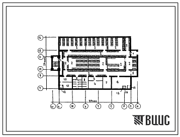 Типовой проект П-1-700(252-3-44.85) Вспомогательные помещения в подвале главного корпуса противотуберкулезного диспансера на 600 посещений в смену, (убежище на 700 человек, размеры убежища 39м на 24м, режимы вентиляции 1,2).