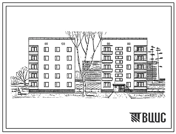 Типовой проект 87-023п Блок-секция 5-этажного дома рядовая левая на 10 квартир, для строительства в 3 строительно-климатической зоне на посадочных грунтах.