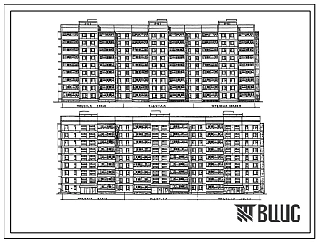 Типовой проект 144-017.13.87 Блок-секция 9-этажная 36-квартирная торцовая левая 1-2-2-3 /для строительства в УССР/