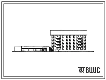 Типовой проект 114-049с.87 Блок-секция 5-этажная 28-квартирная торцовая со встроенно-пристроенным магазином "Товары для дома" торговой площадью 400 м2