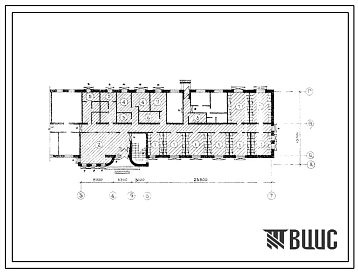 Типовой проект Б-3-172(224-3-22) Помещения 1 этажа интерната при школе (спального корпуса) (стены кирпичные), на 160 мест, (убежище на 172 человек, размеры убежища 37,7м на 15,7м, режимы вентиляции 1).