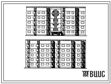 Типовой проект 93-059.13.87 Блок-секция рядовая 5-этажная 50-квартирная 1-1-1-1-1-1-1-1-2-2. Для строительства в г. Мурманске и Мурманской области.