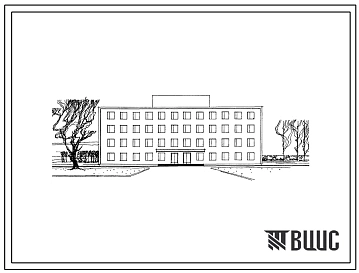 Типовой проект 264-21-3 Универсальное административное здание (Тип 1) на 200 сотрудников. Для строительства во II и III строительно-климатических зонах. С кирпичными стенами.