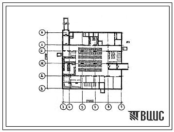 Типовой проект А-II (III,IV)-380(252-07-23.89) вспомогательные помещения в подвале терапевтического корпуса на 240 коек для расширения больниц, (убежище на 380 человек, размеры убежища 27м на 27м, режимы вентиляции 1,2).