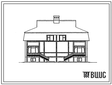 Типовой проект 142-000-986м.97 Выпуск 2 Двухквартирный жилой дом с конструкциями СМИД-1М для поселков ОАО «Газпром»: Здание с теплым техническим подпольем. Общая площадь 389 м2