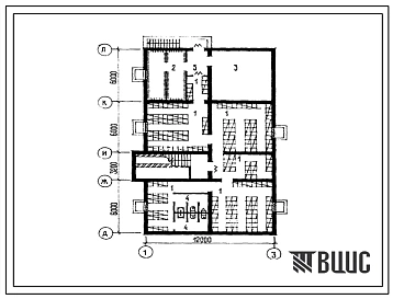 Типовой проект П-4-270(285-1-193с.83) Хозяйственно-бытовые помещения в подвале дома быта на 15 рабочих мест, (убежище на 270 человек, размеры убежища 21,2м на 12м, режимы вентиляции 1,2).