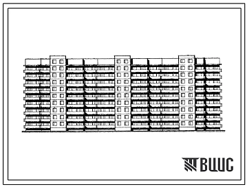 Типовой проект 138-037с.13.86 Блок-секция 108 квартирная 9-этажная угловая, правая 4Б-1Б-2Б-3Б, 3Б-2Б-2Б-3Б, 3Б-2Б-1Б-3Б (для Кабардино-Балкарской АССР)