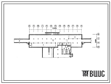 Типовой проект Б-1-1698(264-19-23) Хозяйственно-бытовые помещения в подвале здания городского дома политического просвещения (стены кирпичные), (убежище на 1698 человек, размеры убежища 72м на 16м, режимы вентиляции 1,2).