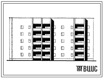 Типовой проект 86-042.13.86 Блок-секция 5-этажная 34-квартирная угловая левая 1Б-2Б-2Б - 1Б-3А-3Б-3Б (для строительства в Коми АССР)