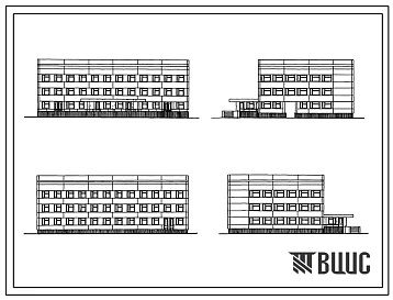 Типовой проект 252-4-21 Поликлиника на 240 посещений в смену детской больницы на 300 коек. Здание трёхэтажное. Каркас сборный железобетонный серии ИИ-04. Стены из керамзитобетонных панелей.