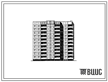 Типовой проект 97-0391с.13.89 Блок-секция 10-этажная 50-квартирная поворотная на 90 правая 1-2-2-3-3 (для строительства в г. Ангарске)