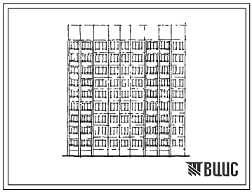 Типовой проект 464Д-0156 Девятиэтажная блок-секция на 36 квартир (двухкомнатных 2Б-9, трехкомнатных 3Б-18, четырехкомнатных 4А-9). Для строительства во 2В климатическом подрайоне г.Новополоцка