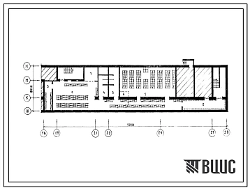 Типовой проект П-4-324(234-1-147.87) Хозяйственно-бытовые помещения в подвале сельского профессионально-технического училищ на 270 мест, (убежище на 324 человек, размеры убежища 42м на 8,61м, режимы вентиляции 1,2).