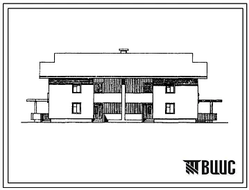 Типовой проект 145-000-342.85 Двухэтажный двухквартирный жилой дом с 4-комнатными квартирами для индивидуальных застройщиков. Стены из крупных блоков пильного известняка