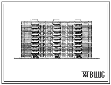 Типовой проект 112-111-18с Девятиэтажный трехсекционный каркасно-панельный жилой дом на 72 квартиры.