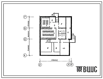 Типовой проект П-4-204(264-13-145с.88) Помещения подвала кинотеатра на 200 мест, (убежище на 204 человек, размеры убежища 21м на 17м, режимы вентиляции 1,2).
