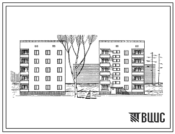 Типовой проект 87-08 Блок-секция 5-этажного дома рядовая левая на 10 квартир для строительства в 3 строительно-климатической зоне.