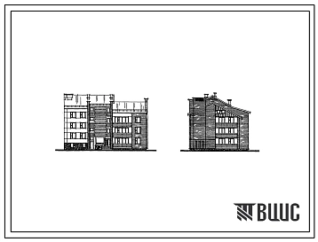 Типовой проект 89-029/1 Блок-секция 12-П 3-этажная 9-квартирная торцовая с квартирами 1Б-2Б-4Б (правая).