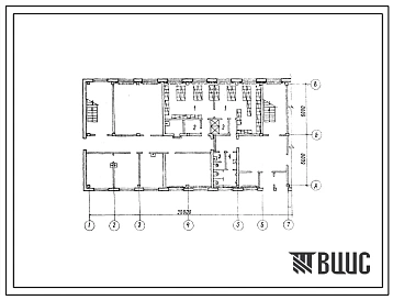 Типовой проект Б-2-100(501-313) Двойное использование помещений 1 этажа в здании пункта технического обслуживания вагонов с обработкой от 54 до 72 поездов в сутки, (убежище на 100 человек, размеры убежища 30м на 12м, режимы вентиляции 1,2).