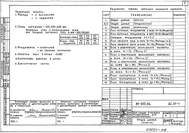 Альбом 2 Архитектурно-строительные решения ниже отм. 0.000. 81-013.84-АС.01-1
