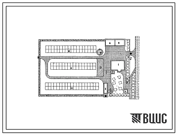 Типовой проект 819-16/69 Проект планировки пункта технического обслуживания бригады или отделения колхоза и совхоза на 20 тракторов.