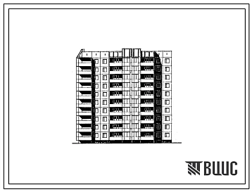 Типовой проект 97-0392с.13.89 Блок-секция 10-этажная 50-квартирная поворотная на 90 левая 1-2-2-3-3 (для строительства в г. Ангарске)