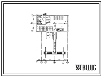 Типовой проект А-II,III,IV-300-0451.89 Склад материалов и оборудования,встроенный во вспомогательное здание,для 1,2,3 климатических зон (сухие грунты), (убежище на 150 человек, размеры убежища 21м на 12м, режимы вентиляции 1,2).