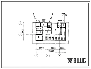 Типовой проект А-2-85(252-01-147.87) Хозяйственно-бытовые помещения в подвале патологоанатомического корпуса с отделом бюро судебно-медицинской экспертизы, (убежище на 85 человек, размеры убежища 15м на 9,75м, режимы вентиляции 1,2).