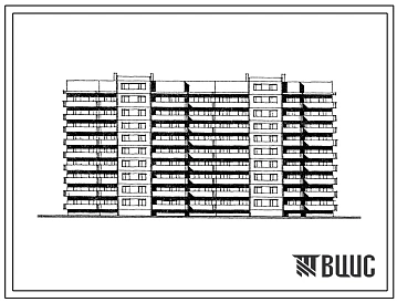Типовой проект 138-035с.13.86 Блок-секция 72-квартирная 9-этажная угловая, правая 4Б-1Б-2Б-3Б + 3Б-2Б-1Б-3Б (для Кабардино-Балкарской АССР)