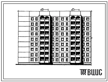 Типовой проект 106-019с.85 Блок-секция 9-этажная 45-квартирная торцевая левая. Для строительства в 3 климатическом районе сейсмичностью 9 баллов.