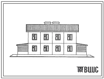 Типовой проект 141-48-59с.87 Двухэтажный 2-х квартирный жилой дом с 4-х комнатными квартирами типа Б в двух уровнях