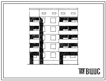 Типовой проект 104-053.85 Блок-секция рядовая с торцевыми окончаниями 5-этажная 15-квартирная 2Б-2А-2А. Для строительства во 2В климатическом подрайоне Латвийской ССР (г.Даугавпилс).
