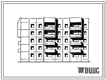 Типовой проект 97-0366.89 Блок-секция 5-этажная 25-квартирная угловая левая 1-2-2-3-3