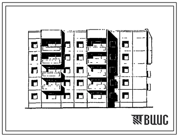 Типовой проект 97-0365.89 Блок-секция 5-этажная 25-квартирная угловая правая 1-2-2-3-3