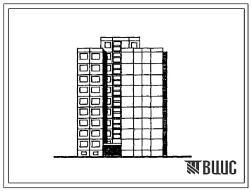 Типовой проект 121-069/1 Блок-секция девятиэтажная 36-квартирная угловая с торцевыми окончаниями (двухкомнатных 2Б — 10, трехкомнатных 3Б — 18, четырехкомнатных 4Б — 8).Для строительства во II климатическом районе Эстонской ССР.