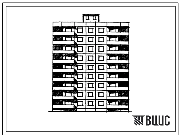 Типовой проект 90-035/1 Блок-секция 9-этажная 36-квартирная рядовая с торцевыми окончаниями 1Б.2Б-3А.3А