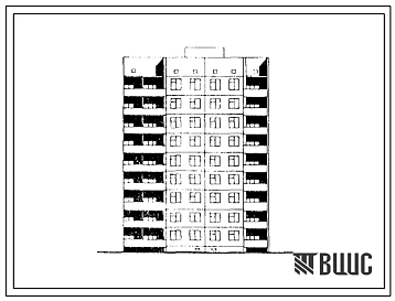 Типовой проект 96-067в.85 Девятиэтажная блок-секция поворотная торцевая правая на 36 квартир. Для строительства в 3В климатическом подрайоне Украинской ССР (г.Макеевка) на подрабатываемых территориях