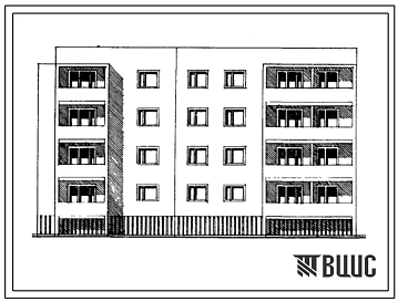 Типовой проект 85-026/1 4-этажная 16-квартирная блок-секция торцовая 3Б-2Б-2Б-2Б (левая)
