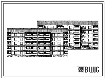 Типовой проект 87-076 5-этажная рядовая блок-секция на 30 квартир Р-1Б-2Б-3А спаренная
