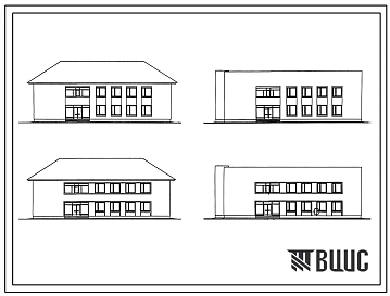 Типовой проект 264-20-54 Административное здание на 20 рабочих мест. Исполком сельского (поселкового) Совета на 8 р.м., отделение связи 4 категории на 12 р.м.