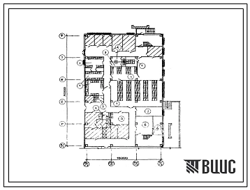 Типовой проект П-2-255(701-1-38с.85) Вспомогательно-бытовые помещения 1 этажа склада для хранения продовольственных товаров, (убежище на 255 человек, размеры убежища 30м на 18м, режимы вентиляции 1,2).