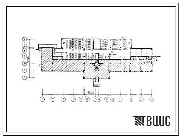 Типовой проект П-4-1394(222-1-478с.86) Хозяйственно-бытовые помещения в подвале школы на 33 класса в конструкциях серии 1.020.1-2с для сложного рельефа, (убежище на 1394 человек, размеры убежища 95,44м на 32,24м, режимы вентиляции 1,2).