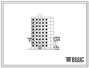 Типовой проект 1-464АС-082 Девятиэтажная торцевая блок-секция правая на 27 квартир (двухкомнатных 2Б-18, трехкомнатных 3Б-9). Для строительства в 4 климатическом районе Грузинской ССР сейсмичностью 7 баллов