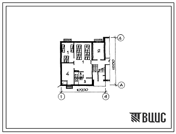 Типовой проект Б-2-60(141-35-6.72.1) Хозяйственно-бытовые помещения в подвале крупнопанельного секционного 8 квартирного жилого дома с 2-3 комнатными квартирами, (убежище на 60 человек, размеры убежища 11,55м на 10,2м, режимы вентиляции 1,2,3).