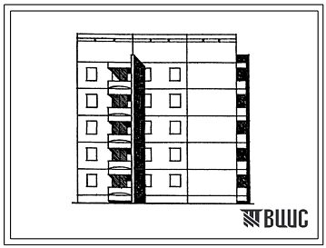 Типовой проект 129-042с.13.86 Блок-секция 5-этажная 10-квартирная торцовая обратная левая 3Б-3Б (для Армянской ССР)