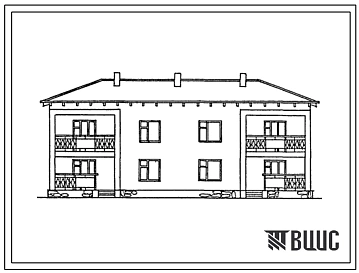 Типовой проект 142-42-174с.13.87 Двухэтажный двухквартирный блокированный жилой дом с 4-х комнатными квартирами (для Азербайджанской ССР)