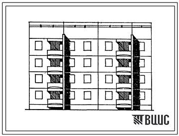 Типовой проект 129-037с.13.86 Блок-секция 4-этажная 12-квартирная лучевая прямая левая 1Б-2Б-3Б (для Армянской ССР)